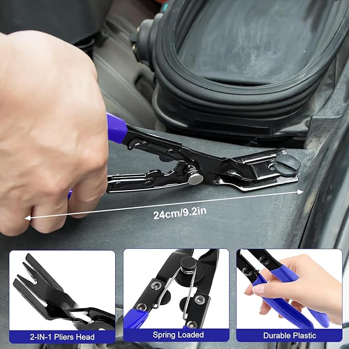3 Pcs Clip Pliers and Fastener Remover,Clip Removal Tool Panel Clip Removal Pliers Car Trim Rivet Removal Pry Tool Repair Kit for Automotive Door Panel,Upholstery,Dashboard Blue