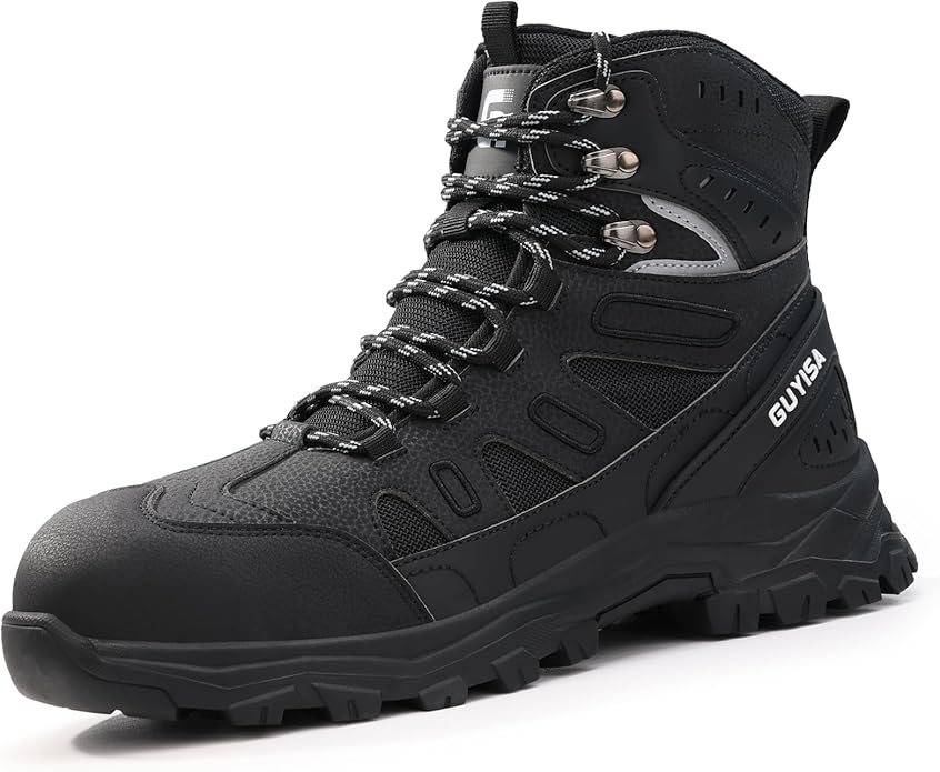 Steel Toe Boots for Men Work Boots for Men Breathable High Top Work Shoes Lightweight Indestructible Safety Shoes Industry Construction Safety Footwear
