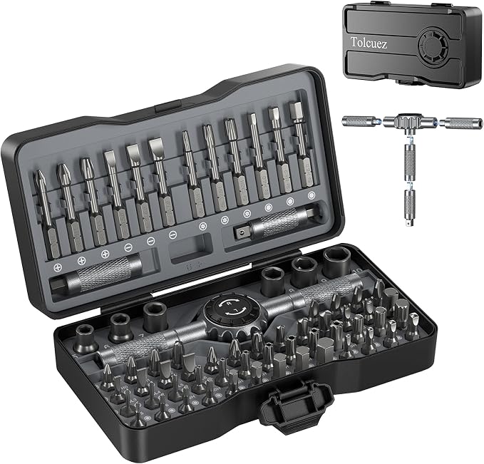 69 in 1 T Handle Ratchet Screwdriver Set,Multi Screwdriver for Home, Repair | 4 Handles,S2 Steel Bits,2 Position T Ratchet,Magnetic Screwdriver,Multi Tool Set for Every Job,Portable Storage Case,Men Gift