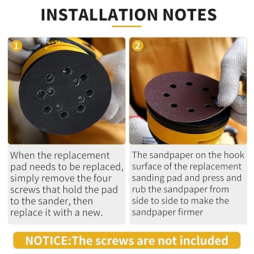 Sander Pad Replacement for Dewalt, 5" 8 Hole Hook and Loop Orbital Sander Metal Pad Compatible with DeWalt DWE6421 6421K DWE6423 6423K DCW210B Random Orbital Sanders (4 Screw Holes)