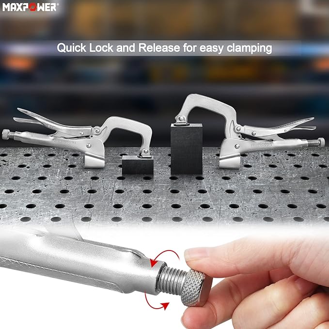 MAXPOWER Bench Clamp 11-inch, Inserta Pliers, Welding Table Mount Locking C-Clamps, Pack of 2