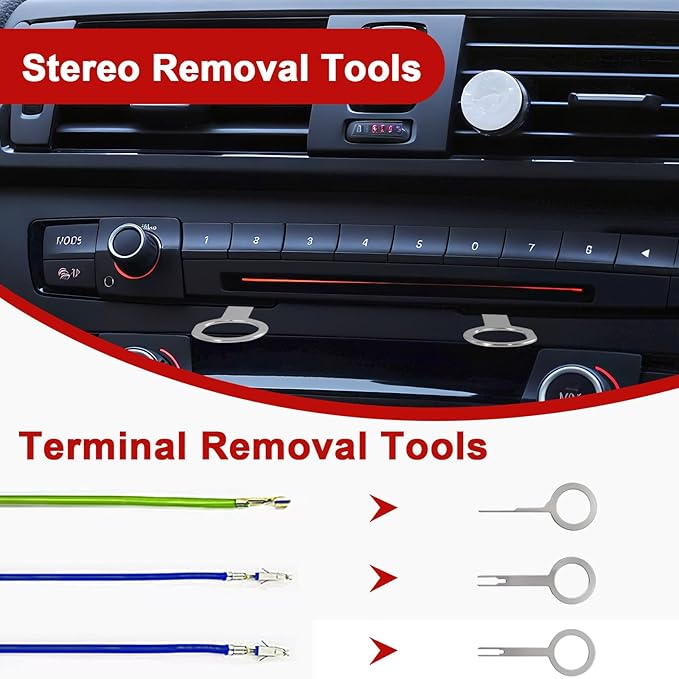 Keze 24Pcs Trim Removal Tool Set with Pick & Clip Removal Tool, Sticker Scraper, Automotive Plastic Pry Tool, Car Panel Door, Stereo, Fastener Remover Kit, for Auto Interior, Molding, Dash(Red)
