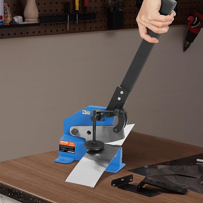 VEVOR Manual Metal Shear, 5 in, Hand Plate Sheet Metal Processing, HS-5 Benchtop Cutter with Q235 Material, for Crafts Thick Steel Crafting, Heavy Duty Roll Press Machine for Builders, DIY Enthusiasts