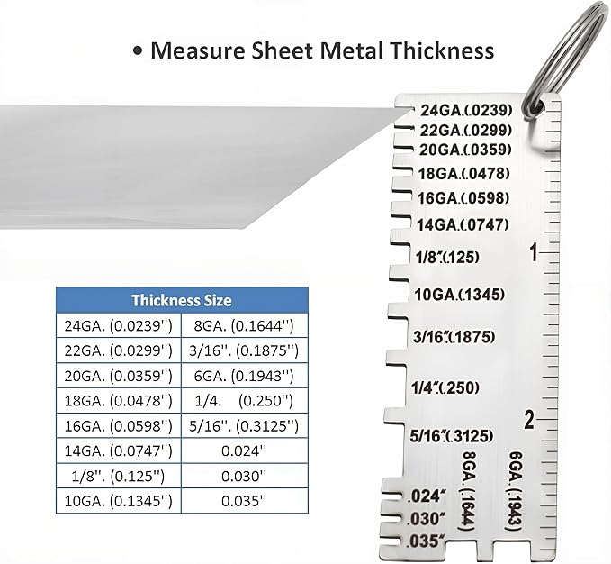 Wire/Metal Sheet Thickness Gauge 229895 Welding Gage Plated Size Inspection Tool [NOT Cheap Stamping Version]