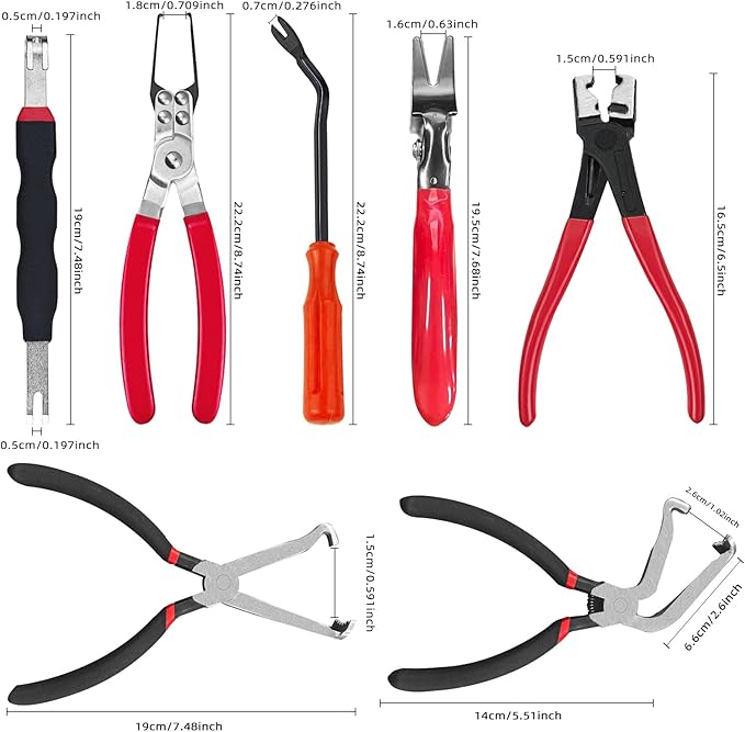 Electrical Disconnect Pliers, 7 pcs Electrical Disconnect Pliers for Cars, Connector Removal Tool for Push Tab Style Plugs