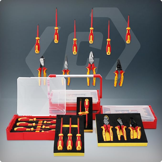 8 Inch Insulated Diagonal Cutters with Storage Case, 1000V Insulated High Leverage Wire Cutters, Heavy Duty Electrician Pliers for Electrical Cutting