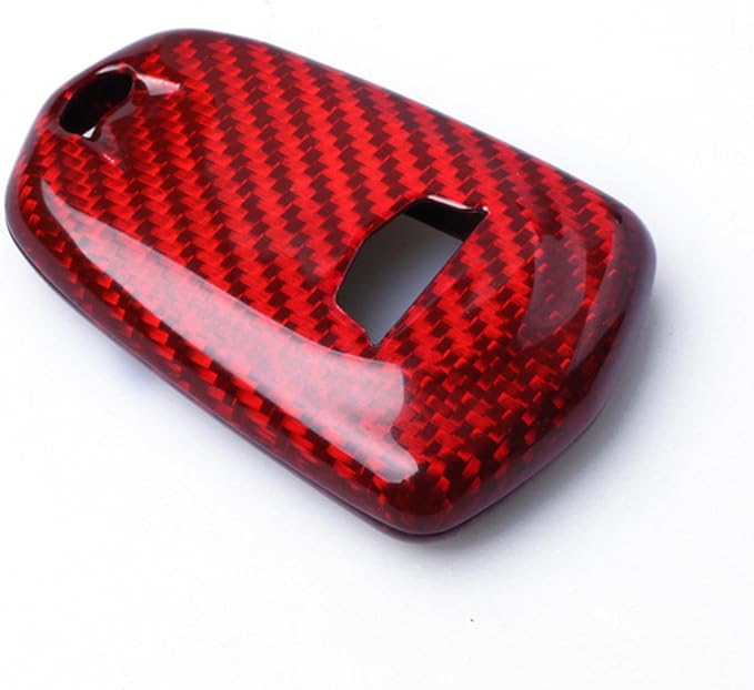 Genuine Carbon Fiber Key Fob Cover for Cadillac ATS Coupe ATS-L ATS-V CT6 CTS CTS-V Escalade ESV SRX XT4 XT5 XT6 XTS Smart Car Remote Key Fob Case for Men Women - for Shield Logo Back - Red