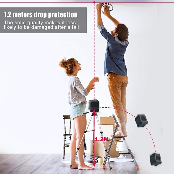 Laser Level, RockSeed Cross Line Laser with Self-Leveling, Vertical and Horizontal Line, Rotatable 360 Degree, Carrying Pouch, Battery Included (Red Laser, 2-Line)
