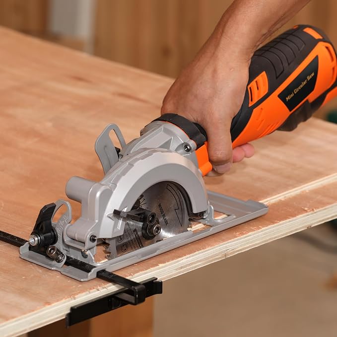 Power Mini Circular Saw,4-1/2" Saw 5.8A 3500RPM Cutting for Wood, Plastic