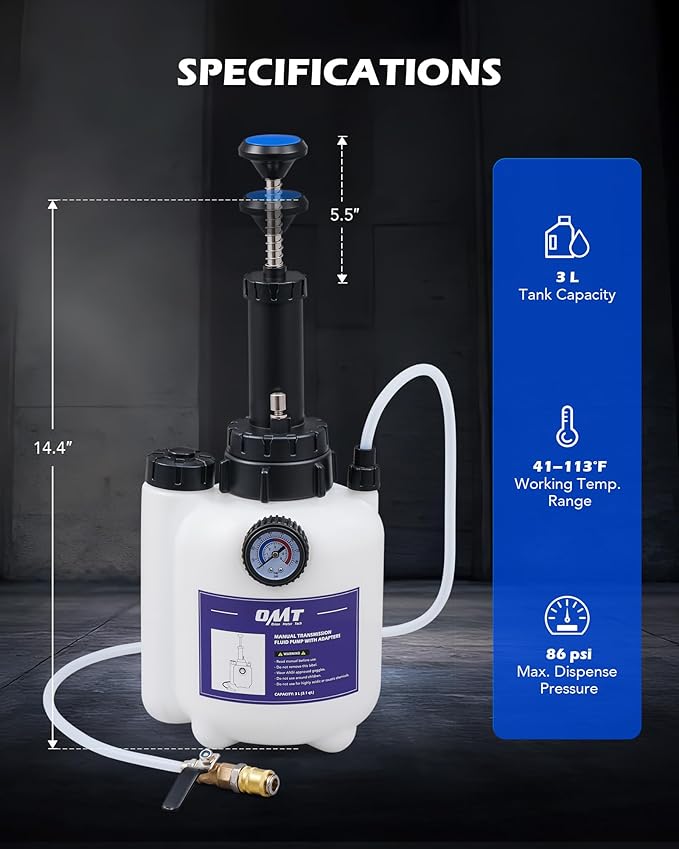 Orion Motor Tech Transmission Fluid Pump, 3L Transmission Filler Pump with 12pc ATF Aluminum Adapters, Manual Transmission Fluid Transfer Pump with Pressure Gauge, Transmission Dispenser Oil Pump Tool