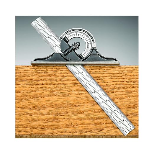 Starrett Combination Set with Square, Center and Reversible Protractor Head and Blade - 12" Blade Length, Forged and Hardened Steel, 16R Graduation Type - C434-12-16R