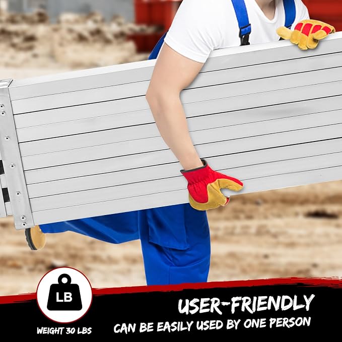 8-13FT Aluminum Telescoping Plank, 440lbs Capacity, Extension Scaffolding Plank with Skid-Proof Platform Scaffold Ladder Accessory