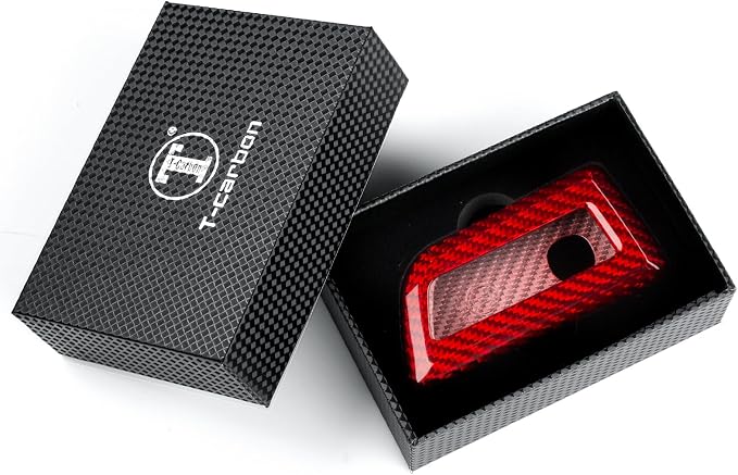 T-carbon Key Fob Cover Fits Acura MDX 2025 5 Buttons Smart Remote Keyless Accessories,Real Glass Fiber Key Fob Case Cover Protector Compatible with Acura RDX RLX NSX ILX TLX TLX-L CDX 2023-2024 Red