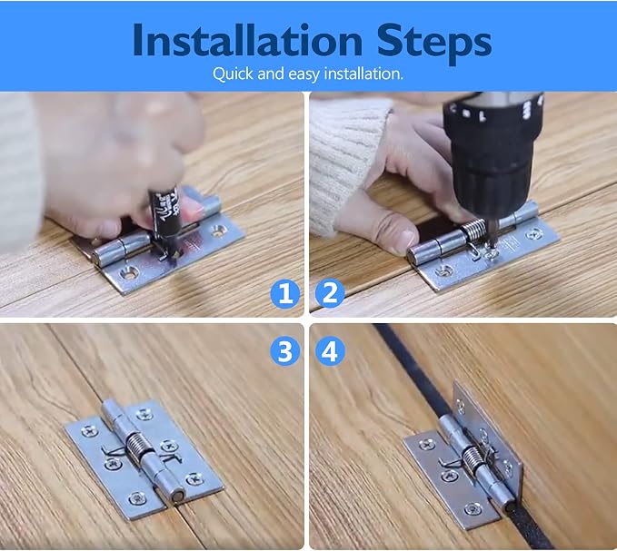 Luomorgo 4 Pcs Spring Loaded Hinges for Cabinets, 2 Inch Length Stainless Steel Spring Hinges Self Closing