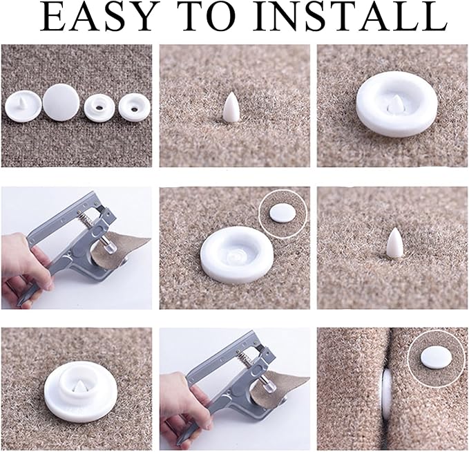 NXTOV 960pcs Plastic Snaps, T5 White Snaps Starter Fasteners Kit, No-Sew Buttons for Crafts Cloth
