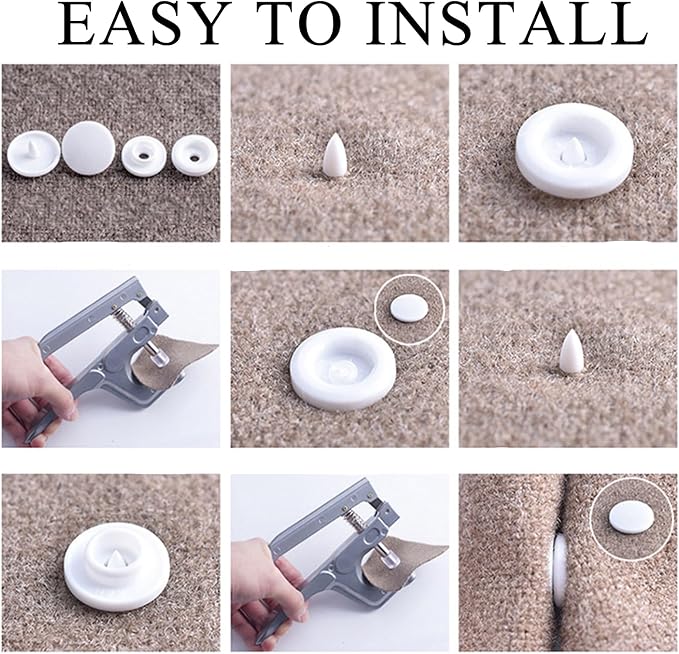 NXTOV 960pcs Plastic Snaps, T5 White Snaps Starter Fasteners Kit, No-Sew Buttons for Crafts Cloth