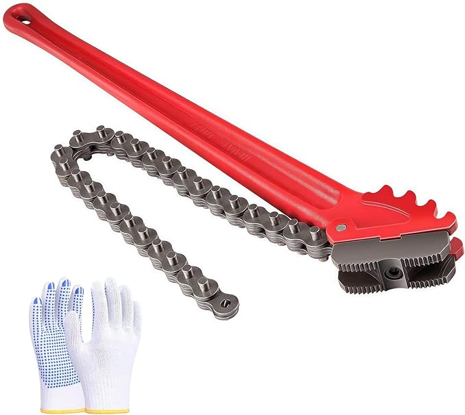 Chain Pipe Wrench 18" for 2" ~ 5" pipe diameter, chain length 19.8". Heavy-duty chain pipeline tool for pipeline installation, oilfield pipeline operations and maintenance