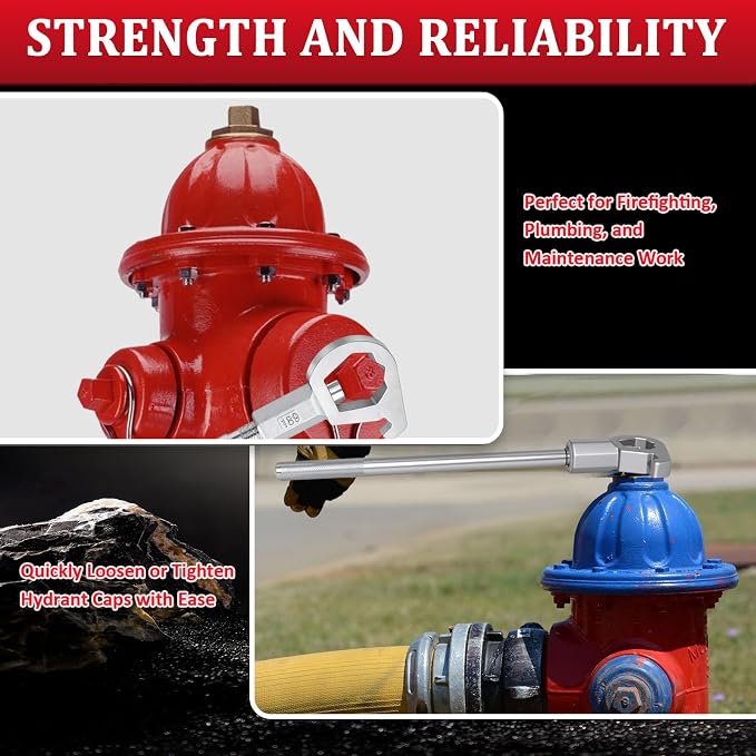Podoy Adjustable Fire Hydrant Wrench Tool for 1-1/2" to 6" Bolt Head 2 PACK | Carbon Steel Hydrant Spanner Wrench for Loosening Caps and Opening Valves Water Meter/Pipe/Sprinkler Multifunction Tool