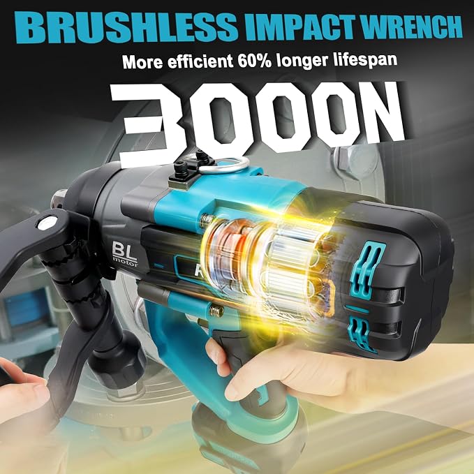 Cordless Impact Wrench 1" Compatible with Makita 18V Battery, Impact Wrench 2250FT-LBS(3000N.m) High Torque Brushless Electric Impact Power Impact Driver for Car, Truck(No Battery)