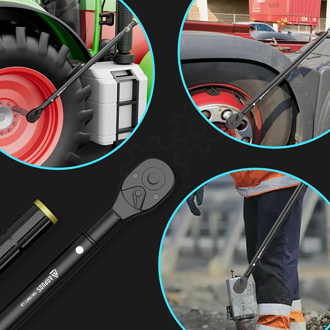 3/4" Click Torque Wrench, 100-750 Ft-Lb/135.5-1017 Nm, Heavy Duty | ±3% Accuracy, 48-Tooth Quick Release, Cr-V Steel, Dual-Direction, for Semi Truck, Tractor, Diesel Engine, Farm & Industrial