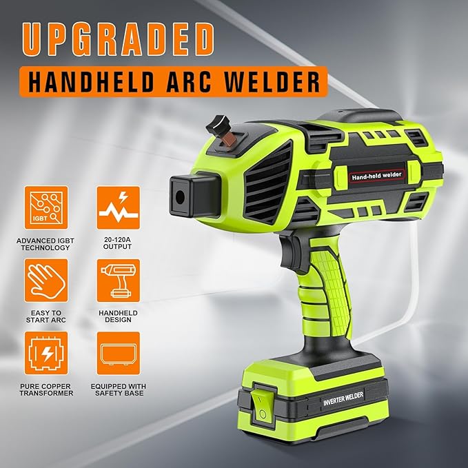 Portable Welding Machine 110V Handheld Electric ARC Welder Gun Stick Welder Machine with IGBT Inverter 5 Variable Current Adjustment for 1/16''-1/8'' Welding Rods