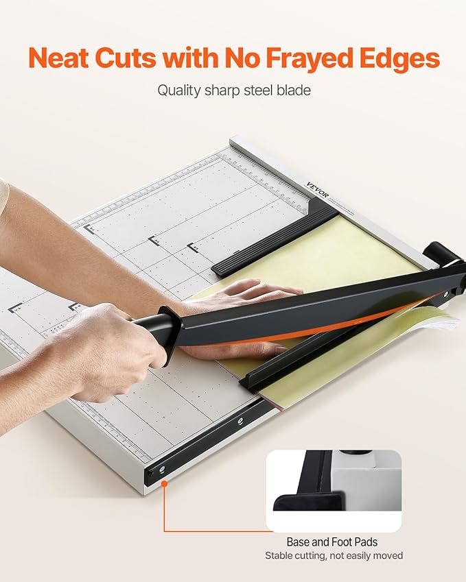 VEVOR Paper Cutter, 18 in Cut Length Guillotine Trimmer, 15-Sheet Capacity, Heavy-Duty Paper Cutter with Security Guard Rail/Blade Lock, Paper Trimmer for Cardstock, Cardboard, Home, Office & School