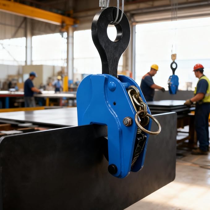 Vertical Plate Lifting Clamp,4400lbs Capacity Heavy Duty Steel Plate Clamp 2T with 0.8 Inch Jaw Opening, Industrial Lifting Clamp for Sheet Metal and Steel Plate Handling