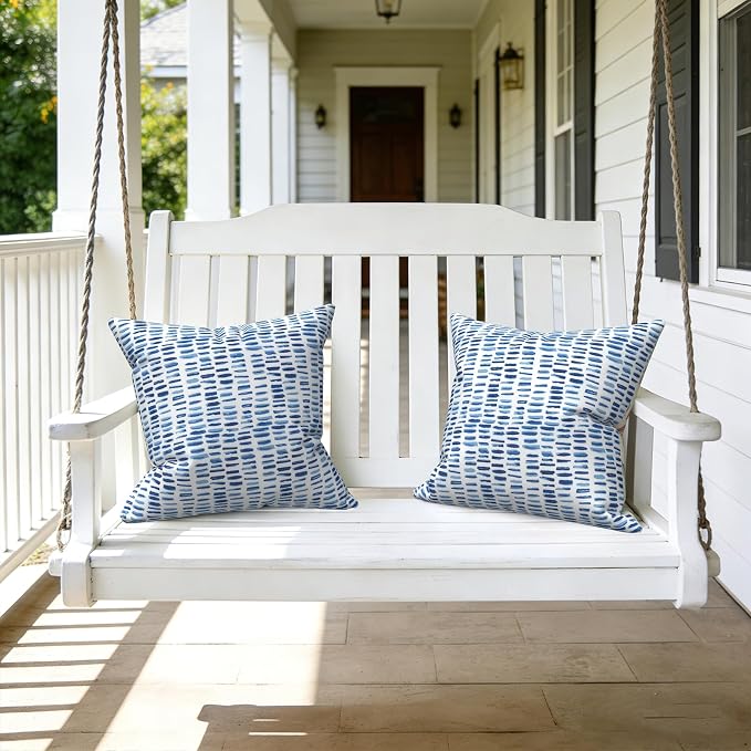 LVTXIII Outdoor Throw Pillows, Decorative Throw Pillows with Inserts, 16"x16" Square Pillows for Bed, Couch, Sofa and Patio Furniture, Set of 2, A Pebble Blue