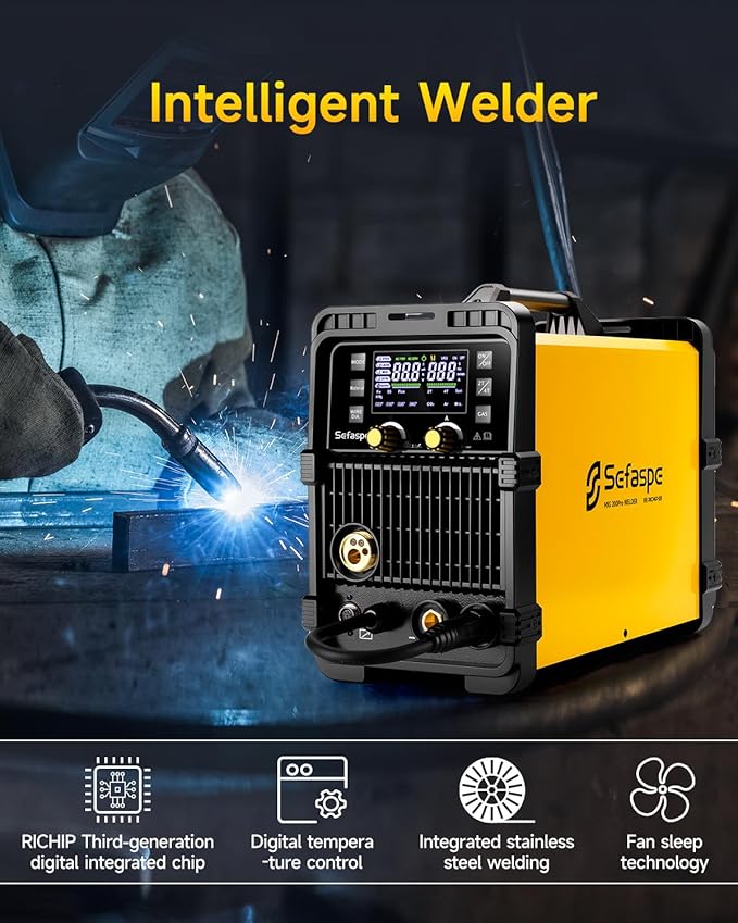 200Amp MIG Welder, 2026 Newest [Large LED Display] 110/220V Welding Machine, 7 in 1 STICK/Lift-TIG/MIG/SYN/SpoolGun/Flux/Spot, Ideal for DIY and Metal Workshop