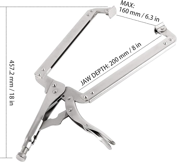 HOZEON 3 PCS 18 Inch C Clamp Welding Pliers with Swivel Pads, Heavy Duty Locking Pliers, Woodworking Clamps Set, Adjustable Nickel Plated C Plier for Wood Working, Electrician Maintenance