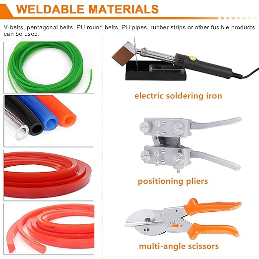 JIAWANSHUN PU Round Belt Welding Machine Polyurethane Belt Welder Round Belt Welder 110V with 150-400 ℃ Adjustable Temperature Electric Soldering Iron Eagle Belt Splicer(One Set)