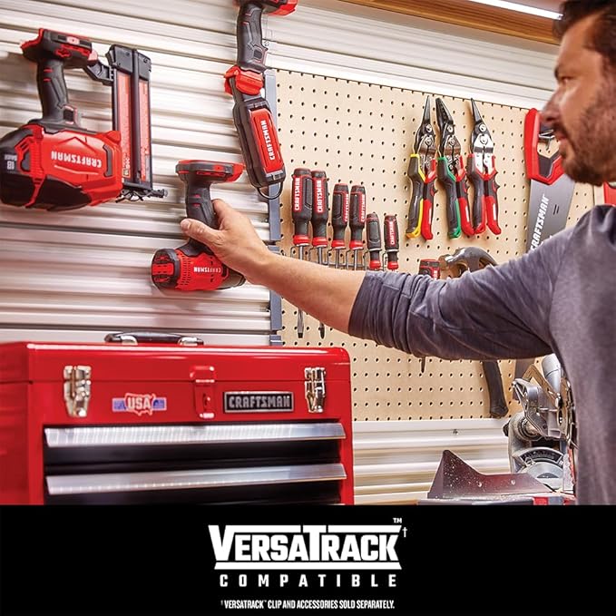 CRAFTSMAN V20 1/2 in Cordless Drill Set With 2.0 Ah Battery, Charger and Double Ended Bit, LED Light, Long Runtime, Ergonomic Power Drill Driver (CMCD702D1)