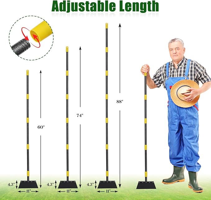 Heavy-Duty Garden Shovel 72inch All-Season Outdoor Tool with 4.3" Wide Blade, Rust-Proof Steel & Ergonomic Handle for Seniors (Weed Removal, Snow Scraper, Moss Cleaner)