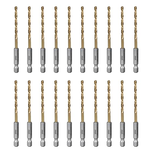 SALI Cobalt Drill Bit Set,20 Pack 9/64 Inch High Speed Steel Hex Shank Jobber Drill Bits, for Hardwood, Aluminum,Metal,Copper,Alloyed Steel
