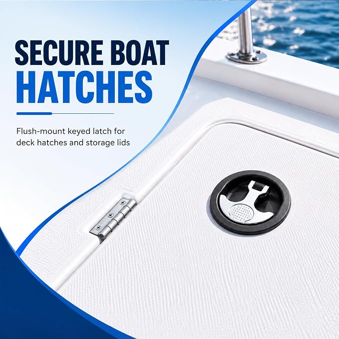 Shimeyao Boat Hatch Latch T Handle with Keyed Lock 2-1/2 Inch Marine Grade Nylon Zinc Alloy Cam Latch Non-Locking Flush Mount Deck for Boat Hatch Compartment Cabinet Door Replacement