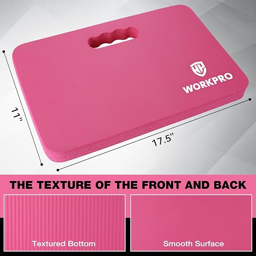 WORKPRO Extra Thick Kneeling Pad, Soft NBR Foam Cushioning for Knee, Large Foam Kneeler Mat for Gardening, Bathing Baby, Exercise, Workout Supplies, 17.5 x 11 x 1.5 in, Pink