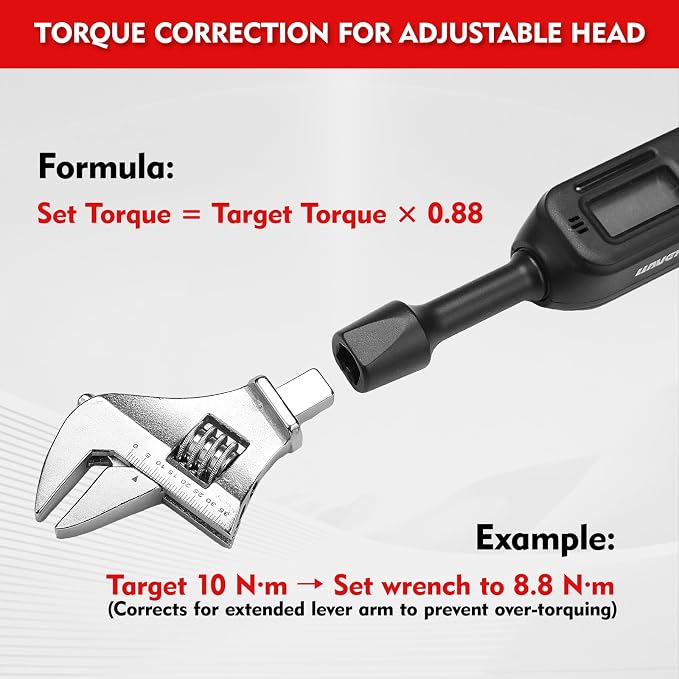 3/8" Drive Digital Torque Wrench, Digital Adjustable Torque Wrench 3PC Set, Interchangeable Head (Flex/Static/Ratcheting), 3-135N.m Wide Range, ±2%, LCD for Automotive Repair, Motorcycle, DIY