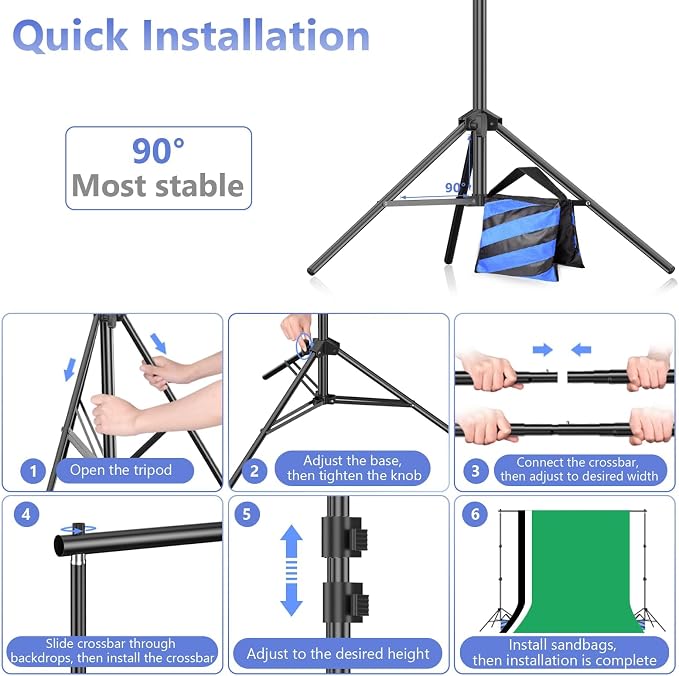 EMART Green Screen Backdrop Kit 7x10FT with 3Pcs 6x9ft Backdrop for Party
