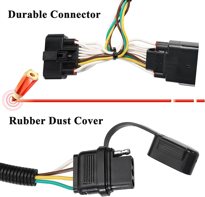 Custom 4 Way Trailer Wiring Harness for 2011-2019 Ford Explorer, Pure Copper Plug and Play Trailer Light Wiring for Explorer