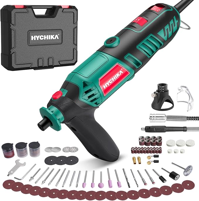 HYCHIKA 180W Rotary Tool, Variable Speed Rotary Tool Kit with Flex Shaft, 173pcs Accessories Kit & 8000-35000RPM Multi-Tool, Perfect for Cutting, Detail Sanding, Engraving, Wood Carving, and Polishing