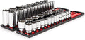 TEKTON 1/2 Inch Drive 6-Point Socket Set, 46-Piece | SHD92207 | (10 - 32 mm), Shallow and Deep, Socket Rail