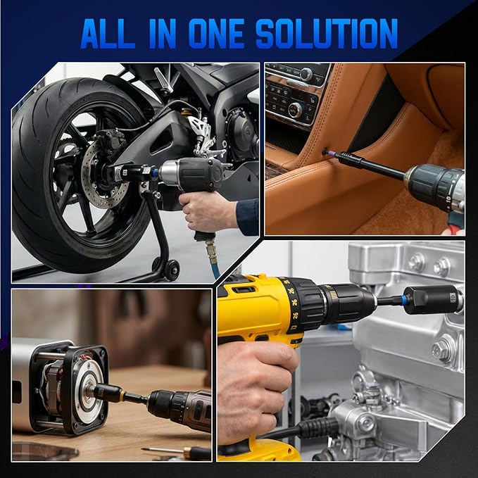 DISEN 80-Pieces Magnetic Impact Nut Driver Set Metric & SAE with Socket Adapters Impact Driver Bit Set Socket Set Deep Nut Driver Wing Nut Driver Tool Set Gift for Father and Friend