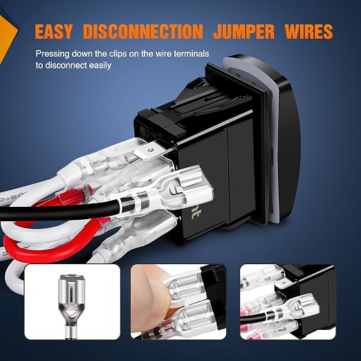 Nilight Turn Signal Switch Green 4Pin ON Off ON Rocker Switch Laser Etched SPDT Toggle Switches 12V 20A 24V 10A Jumper Wires for Cars RVs Boats Campers Trailers