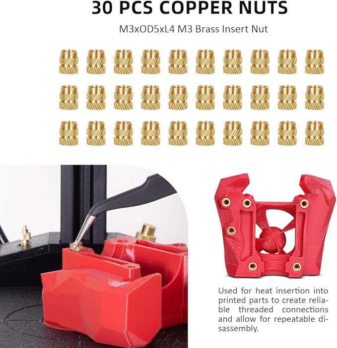 Vertical Heat Set Insert Press Tool | 90W Soldering Iron, 30 Brass Threaded Inserts (M3/M4/M5/M6/M8) & Heat-Set Tip | Compatible with PLA, ABS, PETG | for 3D Printed Components DIY Plastic Parts