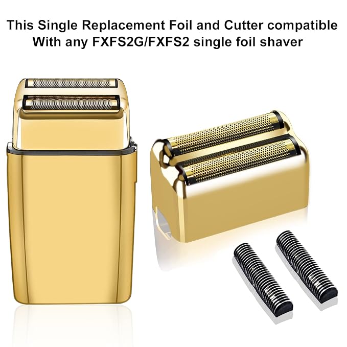 2 pack Professional Replacement Foil and Cutters for BaBylissPRO Barberology Double Foil Shaver, Compatible with BaBylissPRO Barberology FXFS2 Shaver，Gold