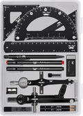 Mr. Pen- Professional Geometry Set, 15 pcs, Drafting Tools with Protractor, Compass, Metal Ruler, Triangles, Pens & Pencils, Complete Geometry & Drafting Kit for Architects, Engineers & Students