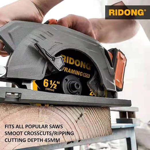 6-1/2 Inch Circular Saw Blade, 24-Tooth with 5/8" Arbor ATB Framing Saw Blade for Cutting Wood (6.5" 1-Pack)