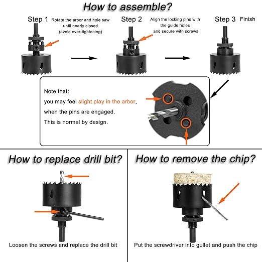 Bi-Metal Hole Saw Kit for Wood, Metal and Plastic, 10PCS Hole Saw Set with Case, Fast Chip Removal, Smooth Flat Drilling Edge