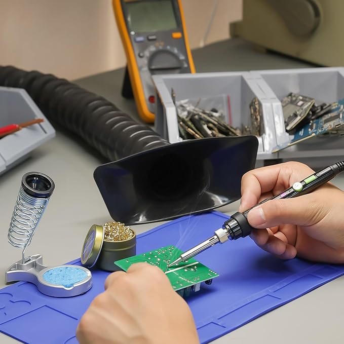 YIHUA 947-III Soldering Iron Kit with Temperature Stabilization, On-off Switch, 60W Portable Soldering Iron Kit with Holder, Tip Cleaner, Cleaning Sponge, 110V US Plug