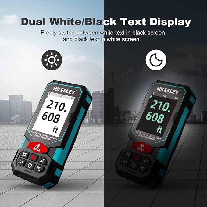 Laser Measure, MiLESEEY Laser Distance Meter, Rechargeable Multifunctional Laser Measurement Tool with Pointfinder Camera,P2P Technology, Perfect for Outdoor Long-Range Measuring